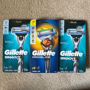 New Gillette Men’s Razor Bundle- Gillette Mach 3(x2) and Gillette ProGilde(x1)